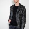 Gray worn out style Motorcacle Leather Jacket