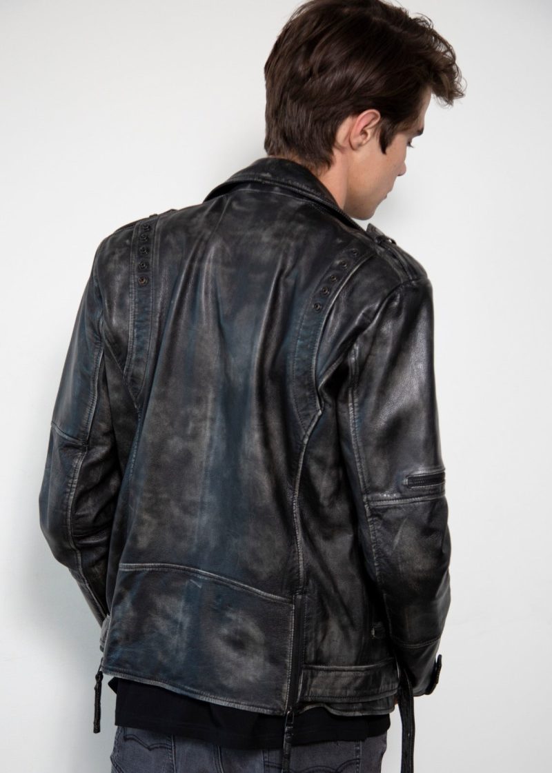 Taylor gray moto leather jacket