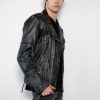 Gray Zippered Taylor Moto Leather Jacket Rub-off finish