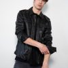 Black Draco Nero Napa Leather Shirt