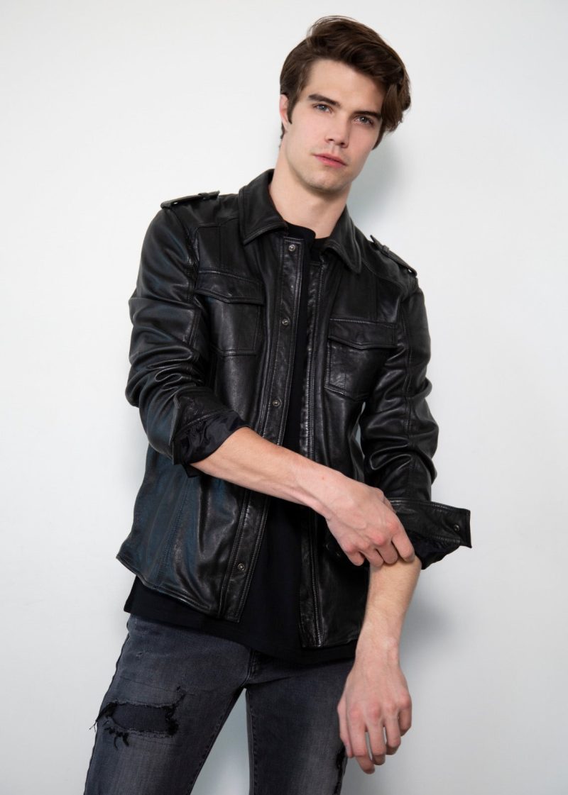 Black Draco Nero Napa Leather Shirt