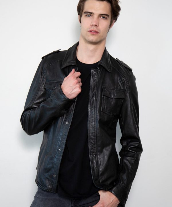 The Draco Nero Leather Shirt for Men