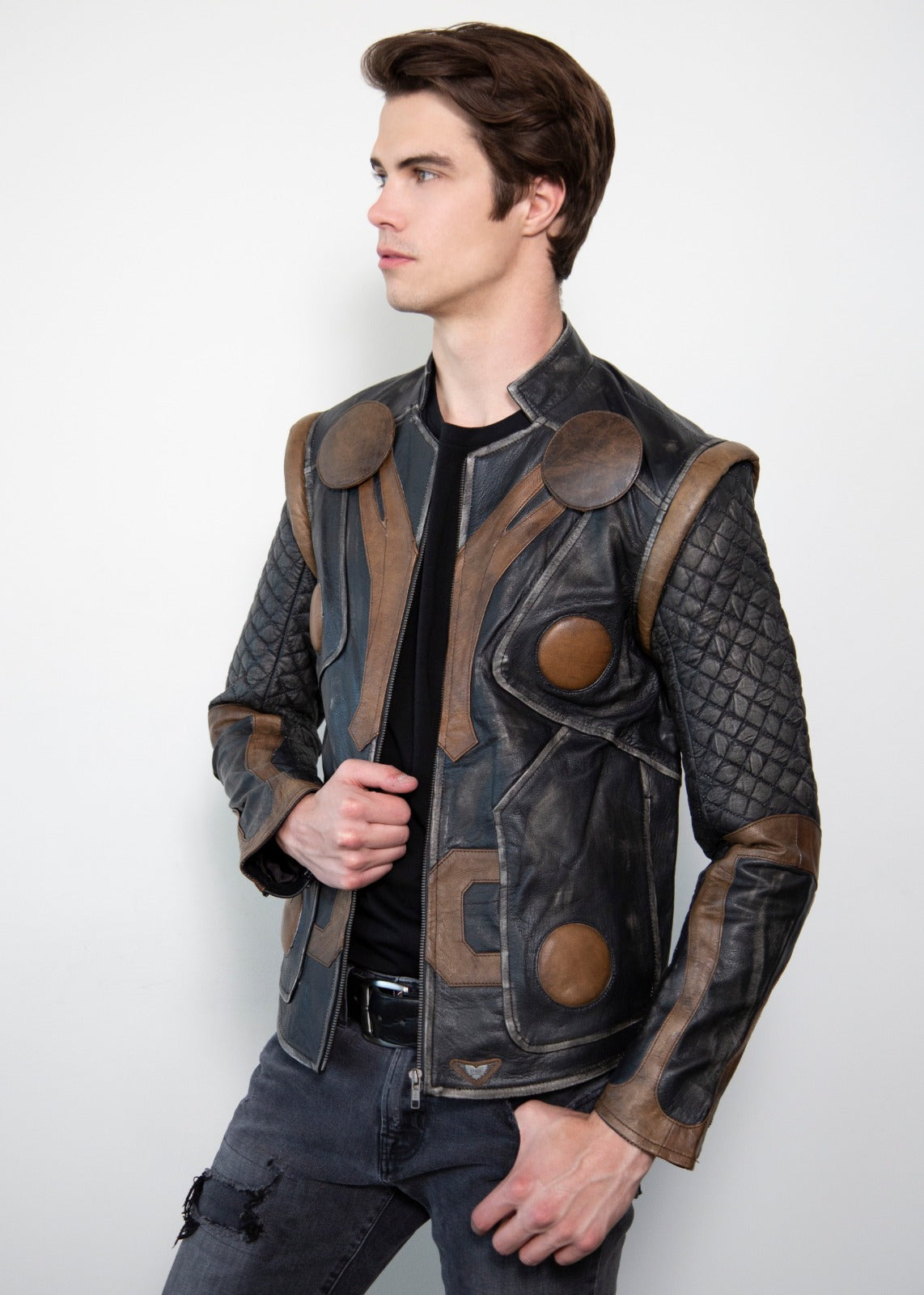 Thor Quilted Vintage Motorcycle armor Leather Jacket