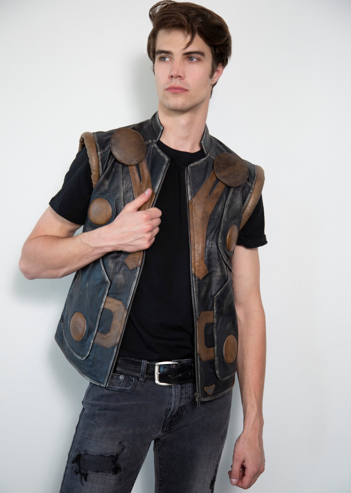 Thor Quilted Leather Jacket without sleeves