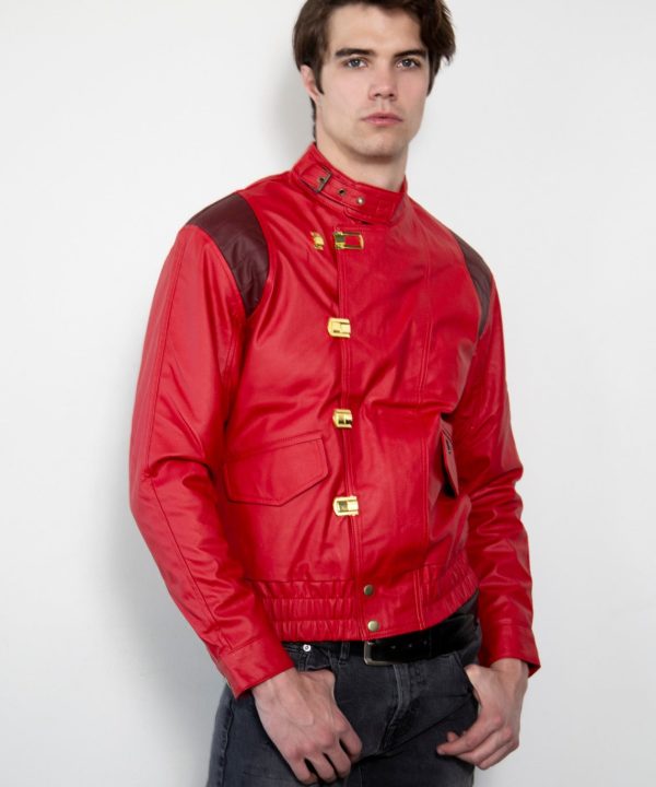 Akira Kaneda screen accurate Red Leather Jacket with Pill on Back