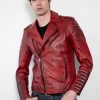 Red Leather Motorcycle Jacket