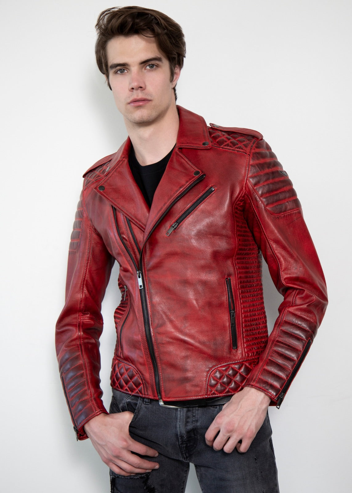 Men's Lucas Quilted Leather Bomber Jacket [Red] – LeatherKloset