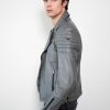 Mens Fashion Gray Quilted Leather Jacket