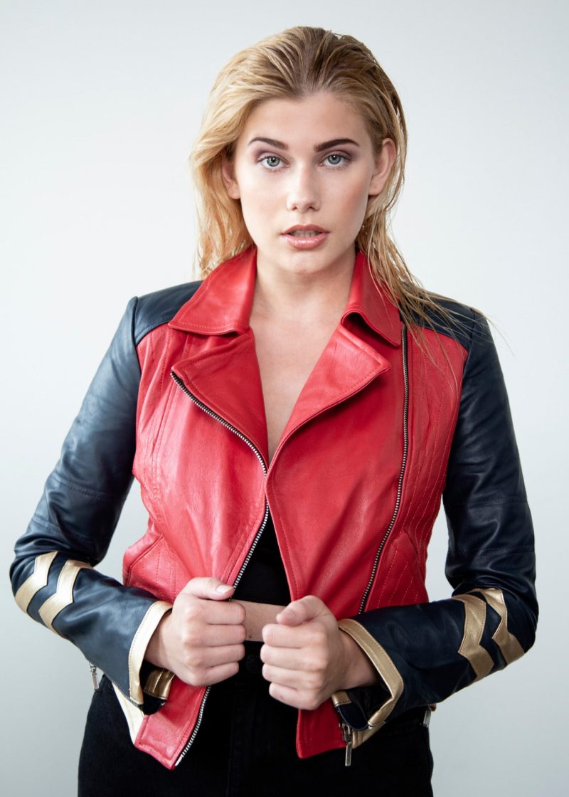 Womens Amazonian Warrior Princess Red Leather Jacket