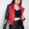 Womens Amazonian Warrior Princess Red Gold Leather Jacket