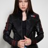 Womens N7 Mass Effect Commander Shepard Black Leather Jacket