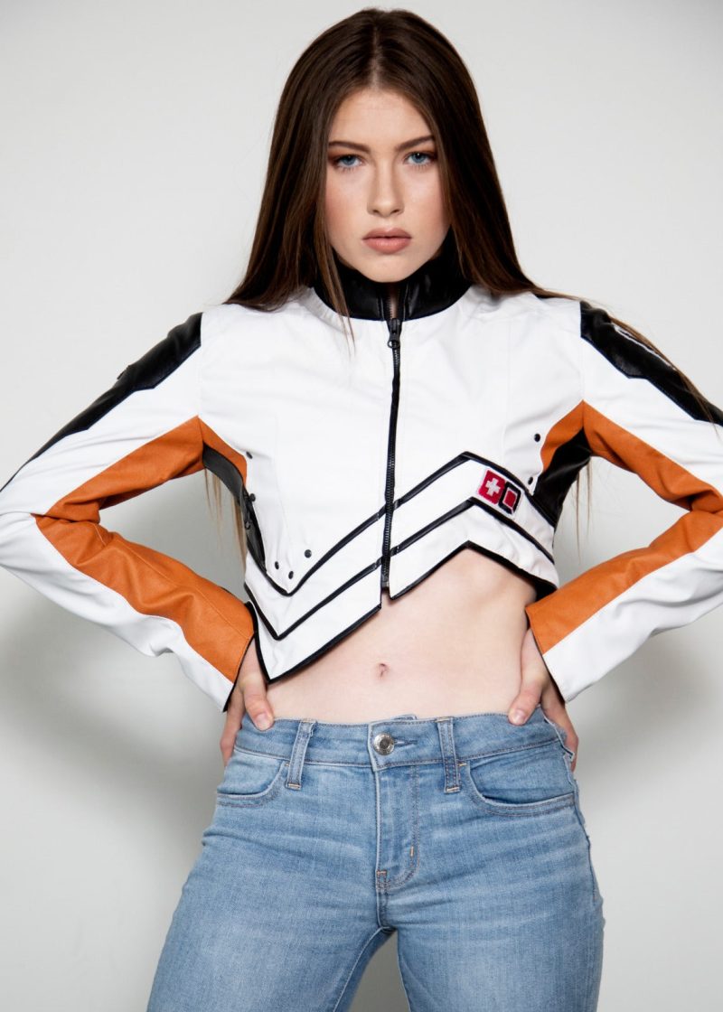 Overwatch Mercy Crop Top White Leather Jacket