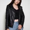 Womens Hawthorne Rocker Fashion Black Leather Jacket