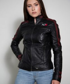 Mass Effect Commander Shepard N7 Black Leather Jacket