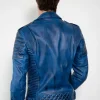 Mens Wethered Blur Quilted Moto Leather Jacket Back