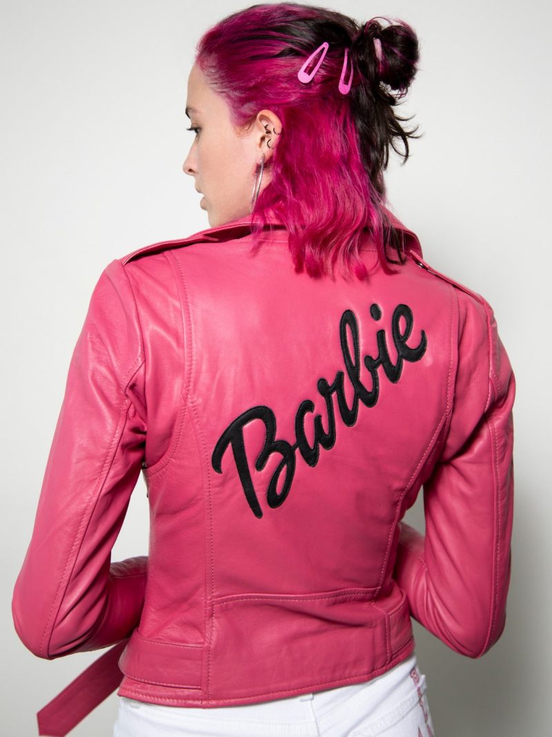 Womens Barbie Doll Pink Leather Jacket Girl