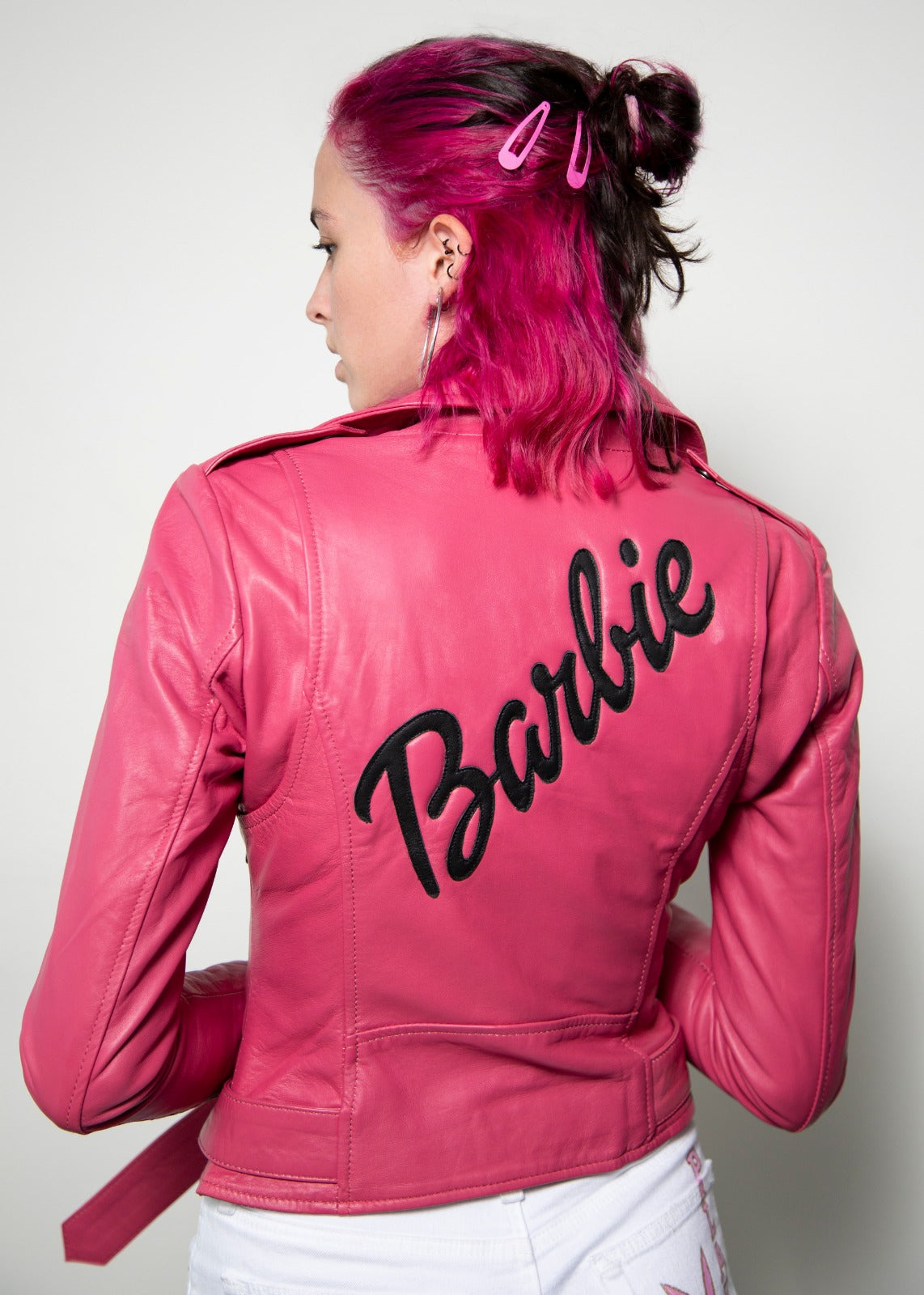 Womens Barbie Doll Pink Leather Jacket Girl