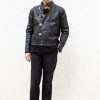 Mens Akira Kaneda Black Leather Jacket Front Buckles