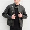 Mens Akira Kaneda Black Leather Jacket Open Style
