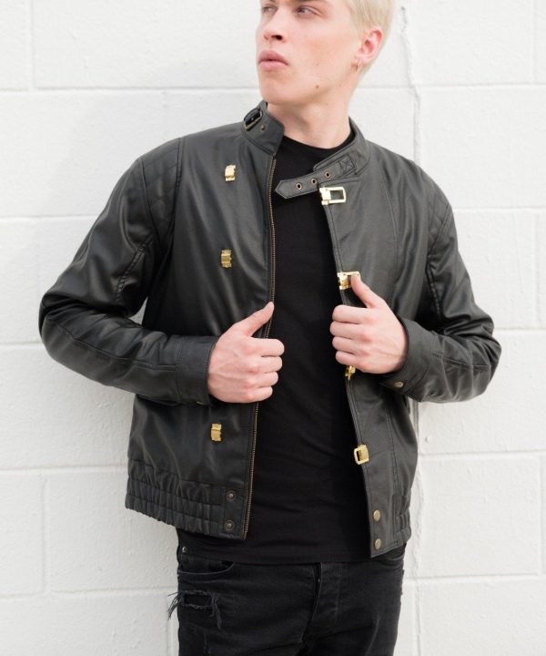 Mens Akira Kaneda Black Leather Jacket Open Style