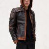 Mens Arkham Knight Jason Todd Brown Hood Leather Jacket