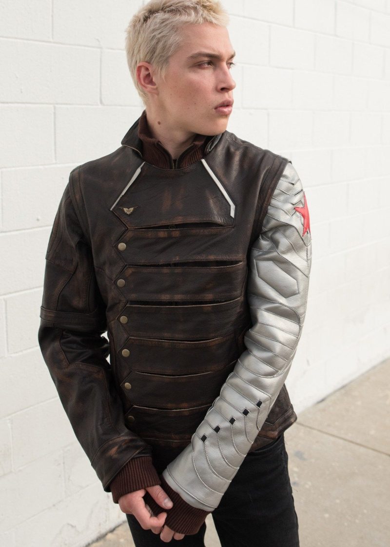Mens Bucky Barnes Winter Soldier Armored Leather Jacket