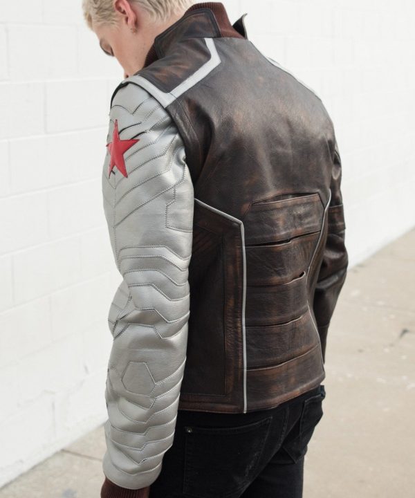 Mens Bucky Barnes Winter Soldier Armored Leather Jacket