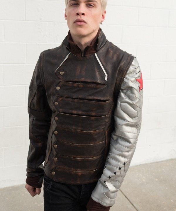 Mens Bucky Barnes Winter Soldier Armored Leather Jacket