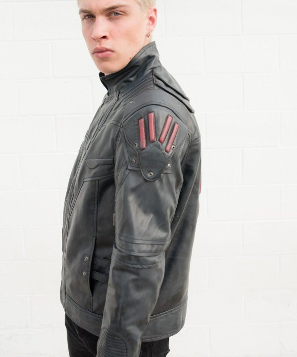 Mens Transformers Autobot Shield Leather Jacket Black Armor