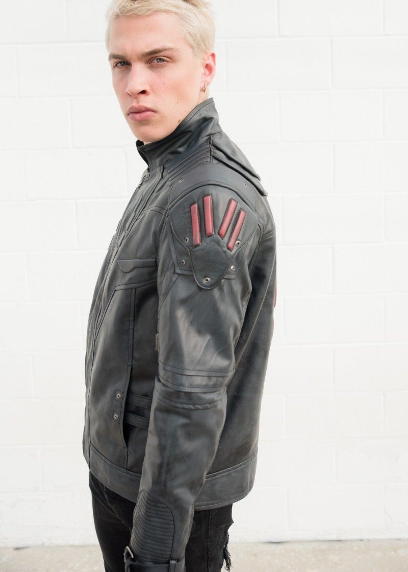 Mens Transformers Autobot Shield Leather Jacket Black Armor