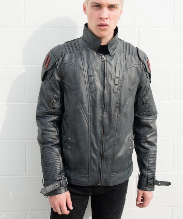 Mens Transformers Autobot Shield Leather Jacket Black Armor