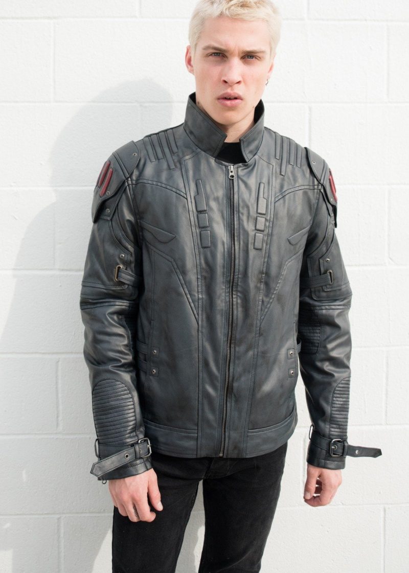 Mens Transformers Autobot Shield Leather Jacket Black Armor