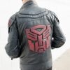 Mens Transformers Autobot Logo Shield Leather Jacket Black Armor