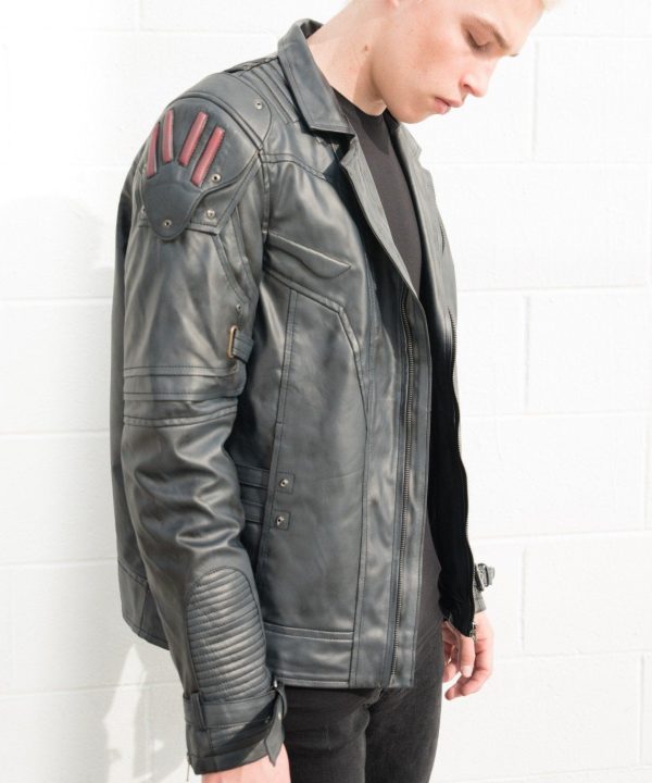 Mens Transformers Autobot Shield Leather Jacket Black Armor