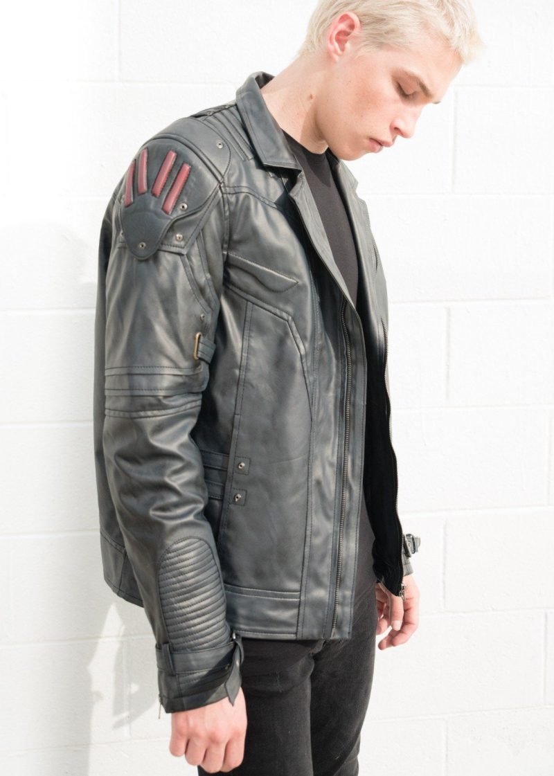 Mens Transformers Autobot Shield Leather Jacket Black Armor
