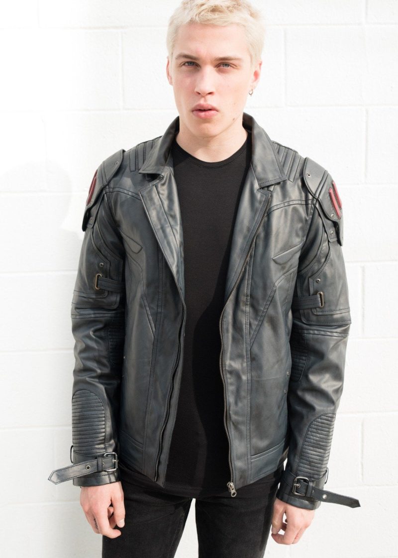 Mens Transformers Autobot Shield Leather Jacket Black Armor