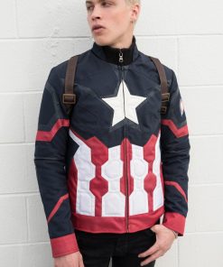 Mens Captain America Civil War Leather Jacket Halloween Costume First Avenger