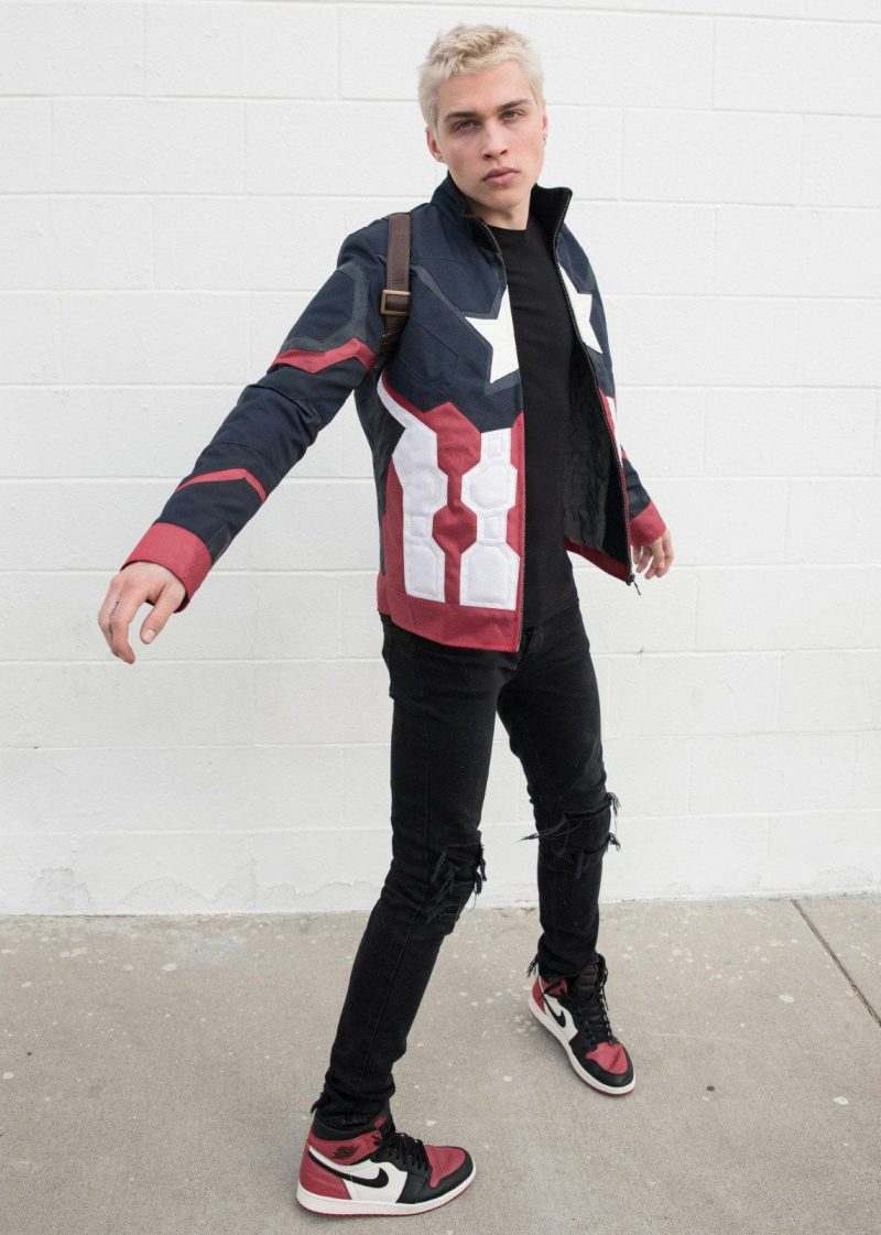 Mens Captain America Civil War Leather Jacket