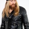 Mens All Over Zippers Black Motorcycle Leather Jacket