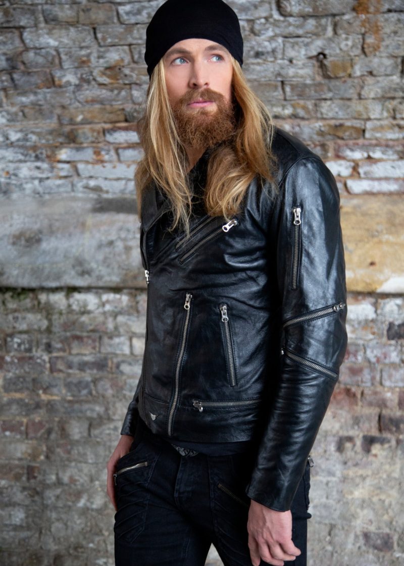 Mens All Over Zippers Black Motorcycle Leather Jacket