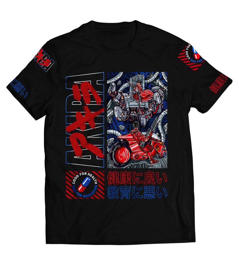 Akira Kaneda VS Tetsuo Black Graphic T-shirt