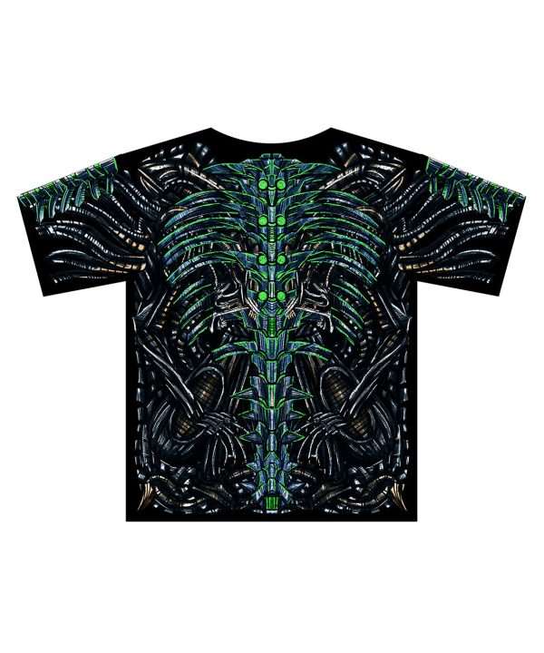 alien biomechanical H.R. Giger metal graphic t-shirt