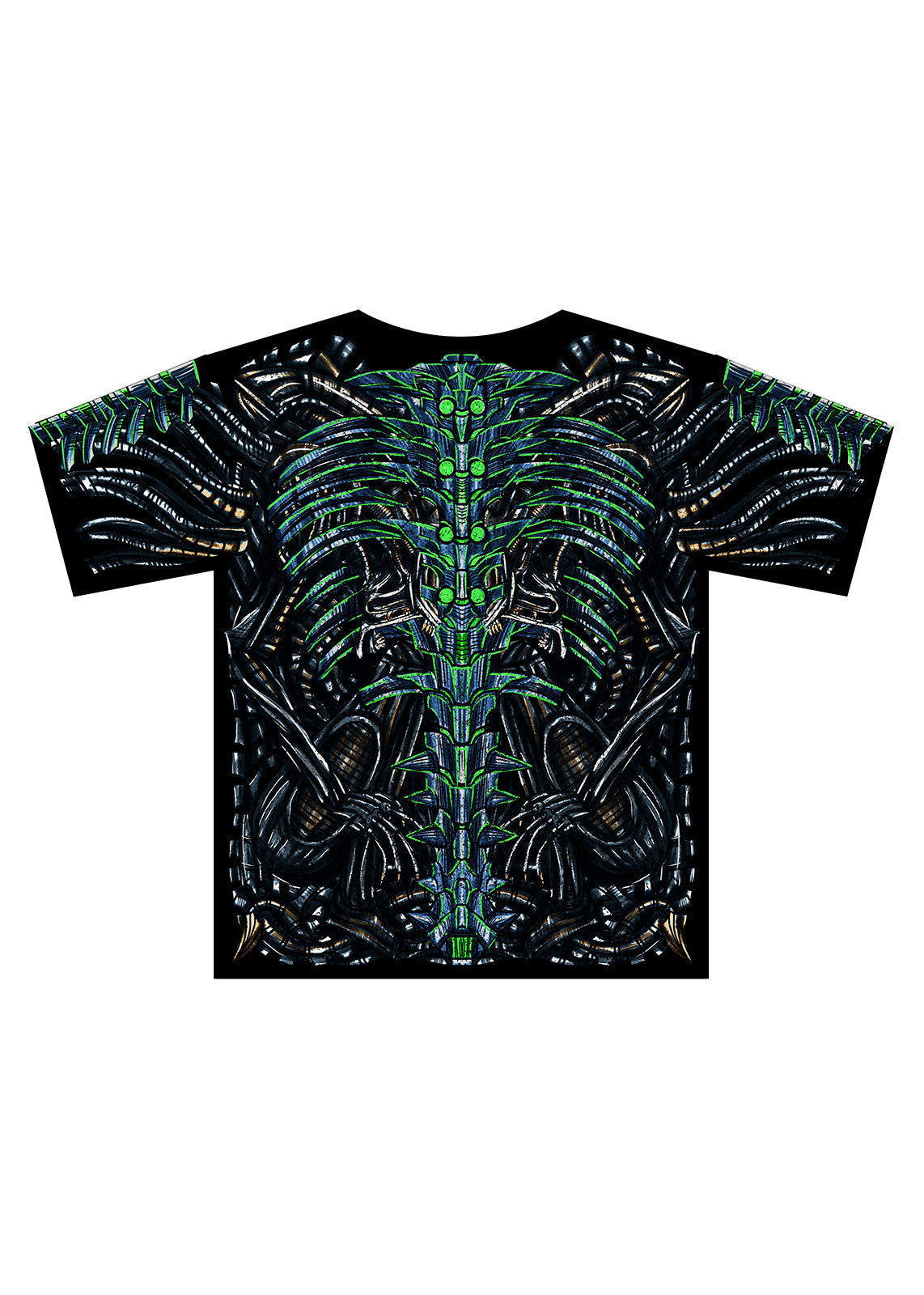 alien biomechanical H.R. Giger metal graphic t-shirt