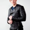 Mens Alternative Legacy SAM Quilted Leather Motorcycle Jacket Black