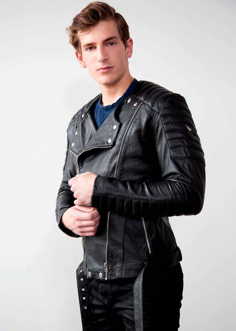 Mens Alternative Legacy SAM Quilted Leather Motorcycle Jacket Black