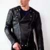 Mens Alternative Legacy SAM Quilted Leather Motorcycle Jacket Black
