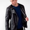 Mens Alternative Legacy SAM Quilted Leather Motorcycle Jacket Black