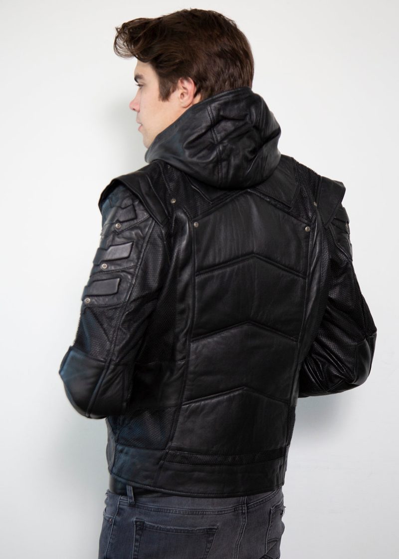 Limited Edition Blackout Green Arrow Leather Jacket