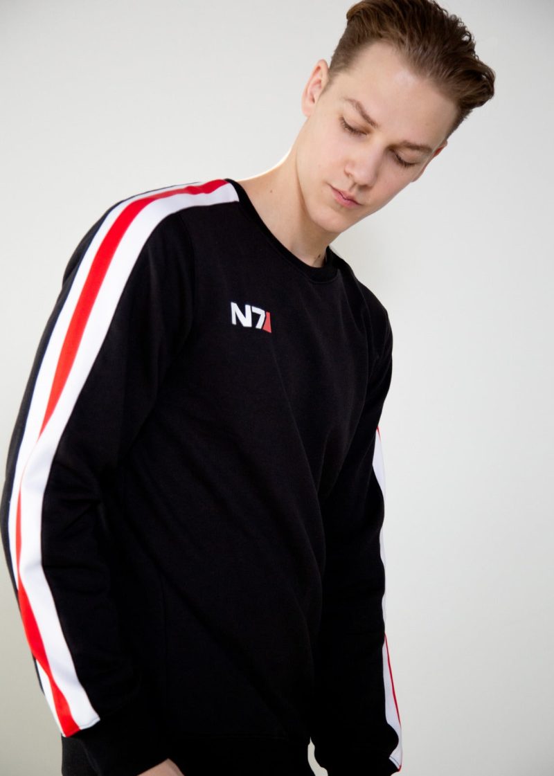 Mens Luca Designs Black N7 Mass Effect Sweater Shirt Jumper