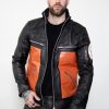 Mens Naruto Shippuden Orange Leather Jacket Hoodie Anime pull over